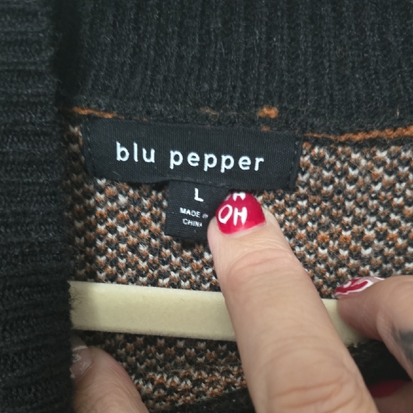 Blu Pepper Black, Brown, and Cream Turtleneck Sweater dress LARGE - Picture 2 of 4